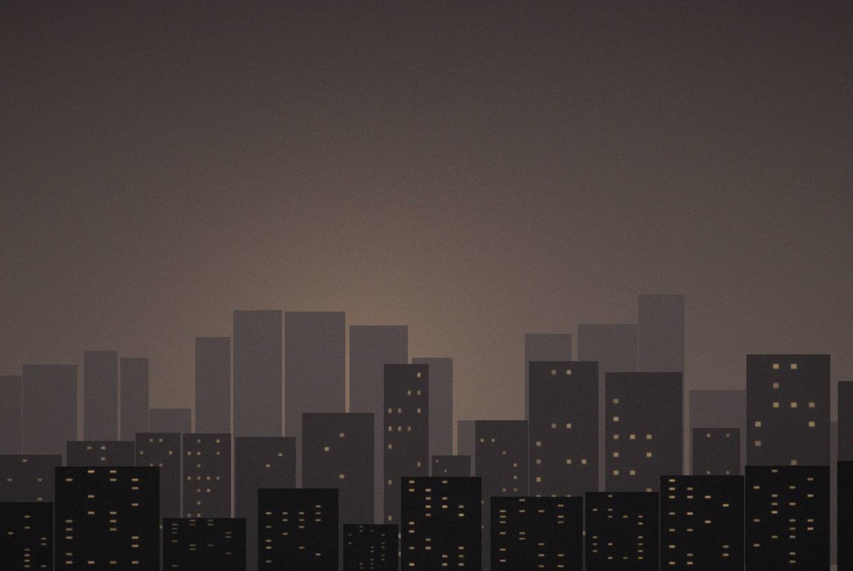 Hazy city street in rain